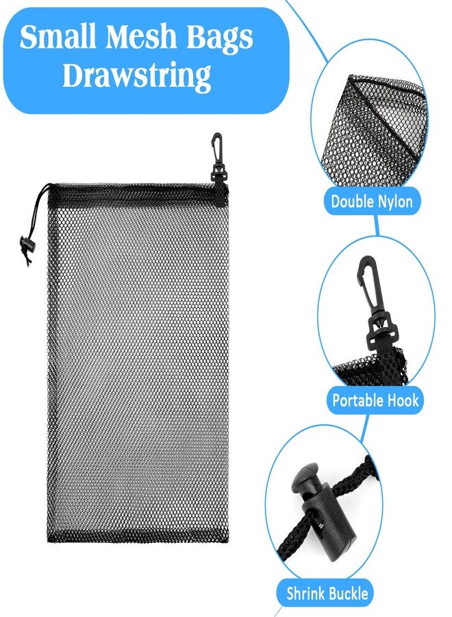 Worldity 16 Pcs 4 Sizes Mesh Drawstring Bags with Clip, Mesh Foraging Bags with Clip, Breathable Black Small Organza Bags Drawstring, Foraging Pouch for Rock Collecting, Mushroom Hunting, Beachcombing - Image 3